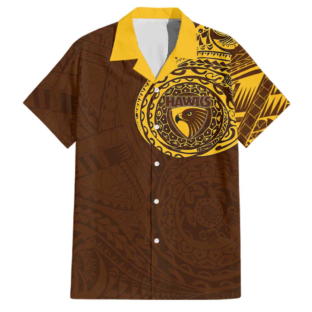 Personalized Hawthorn Hawks Polynesian Family Matching Off Shoulder Maxi Dress and Hawaiian Shirt Tribal Chest and Sleeve Tattoo Heritage Warrior