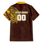 Personalized Hawthorn Hawks Polynesian Family Matching Off Shoulder Maxi Dress and Hawaiian Shirt Tribal Chest and Sleeve Tattoo Heritage Warrior