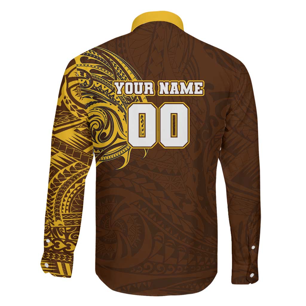 Personalized Hawthorn Hawks Polynesian Family Matching Puletasi and Hawaiian Shirt Tribal Chest and Sleeve Tattoo Heritage Warrior