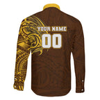 Personalized Hawthorn Hawks Polynesian Family Matching Puletasi and Hawaiian Shirt Tribal Chest and Sleeve Tattoo Heritage Warrior
