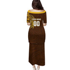 Personalized Hawthorn Hawks Polynesian Family Matching Puletasi and Hawaiian Shirt Tribal Chest and Sleeve Tattoo Heritage Warrior