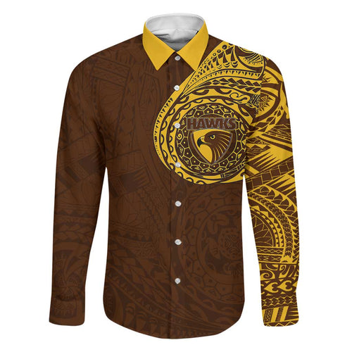 Personalized Hawthorn Hawks Polynesian Family Matching Short Sleeve Bodycon Dress and Hawaiian Shirt Tribal Chest and Sleeve Tattoo Heritage Warrior