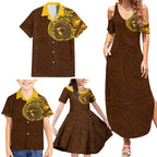 Personalized Hawthorn Hawks Polynesian Family Matching Summer Maxi Dress and Hawaiian Shirt Tribal Chest and Sleeve Tattoo Heritage Warrior