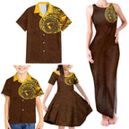Personalized Hawthorn Hawks Polynesian Family Matching Tank Maxi Dress and Hawaiian Shirt Tribal Chest and Sleeve Tattoo Heritage Warrior