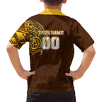 Personalized Hawthorn Hawks Polynesian Family Matching Tank Maxi Dress and Hawaiian Shirt Tribal Chest and Sleeve Tattoo Heritage Warrior