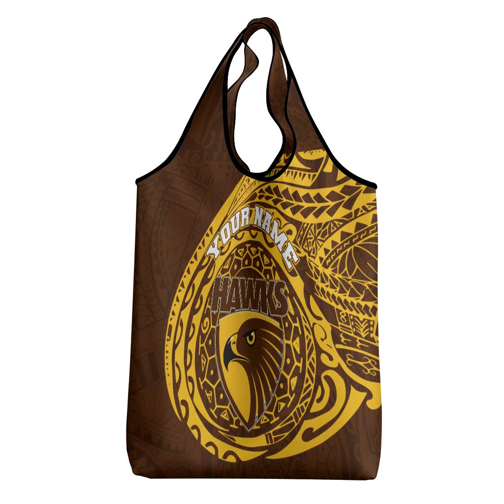Personalized Hawthorn Hawks Polynesian Grocery Bag Tribal Chest and Sleeve Tattoo Heritage Warrior