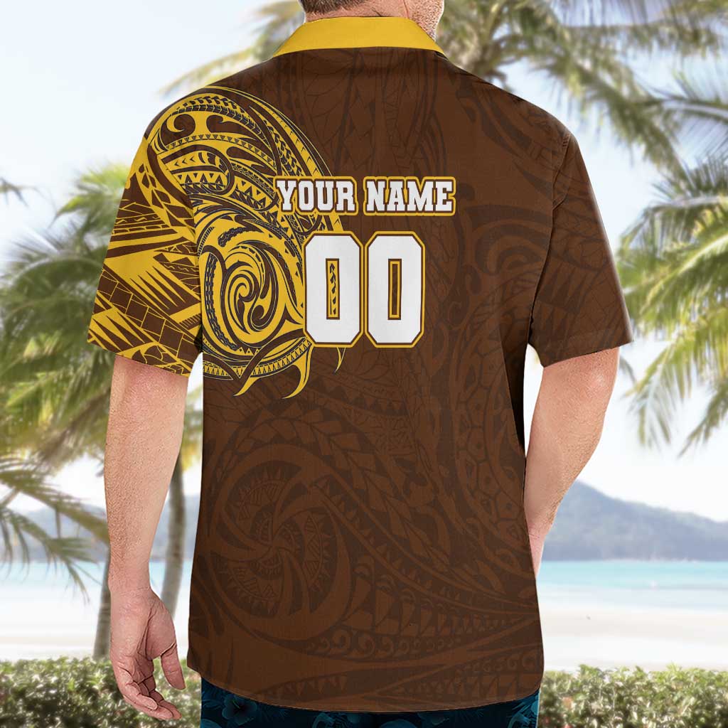 Personalized Hawthorn Hawks Polynesian Hawaiian Shirt Tribal Chest and Sleeve Tattoo Heritage Warrior