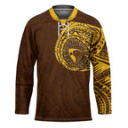Personalized Hawthorn Hawks Polynesian Hockey Jersey Tribal Chest and Sleeve Tattoo Heritage Warrior