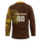 Personalized Hawthorn Hawks Polynesian Hockey Jersey Tribal Chest and Sleeve Tattoo Heritage Warrior
