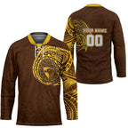 Personalized Hawthorn Hawks Polynesian Hockey Jersey Tribal Chest and Sleeve Tattoo Heritage Warrior