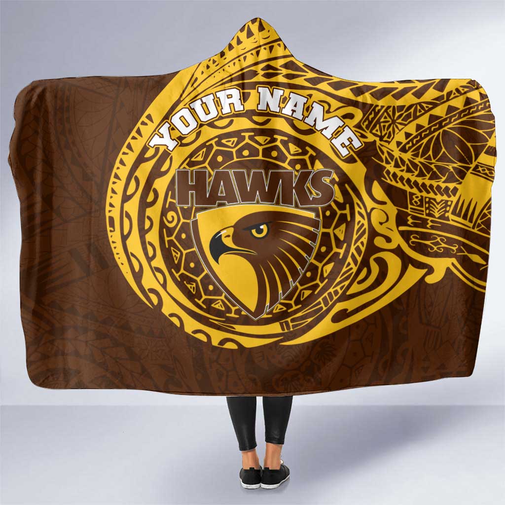 Personalized Hawthorn Hawks Polynesian Hooded Blanket Tribal Chest and Sleeve Tattoo Heritage Warrior