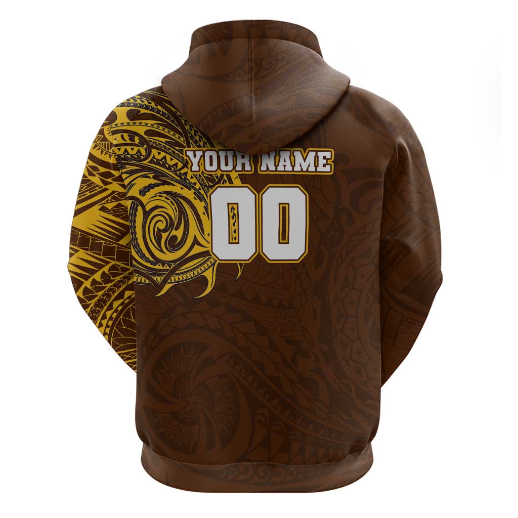 Personalized Hawthorn Hawks Polynesian Hoodie Tribal Chest and Sleeve Tattoo Heritage Warrior