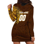 Personalized Hawthorn Hawks Polynesian Hoodie Dress Tribal Chest and Sleeve Tattoo Heritage Warrior