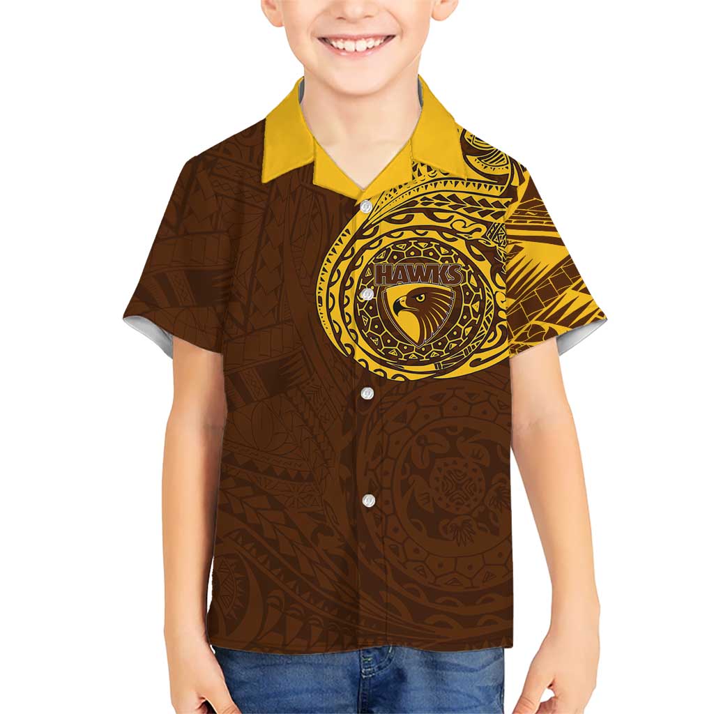 Personalized Hawthorn Hawks Polynesian Kid Hawaiian Shirt Tribal Chest and Sleeve Tattoo Heritage Warrior