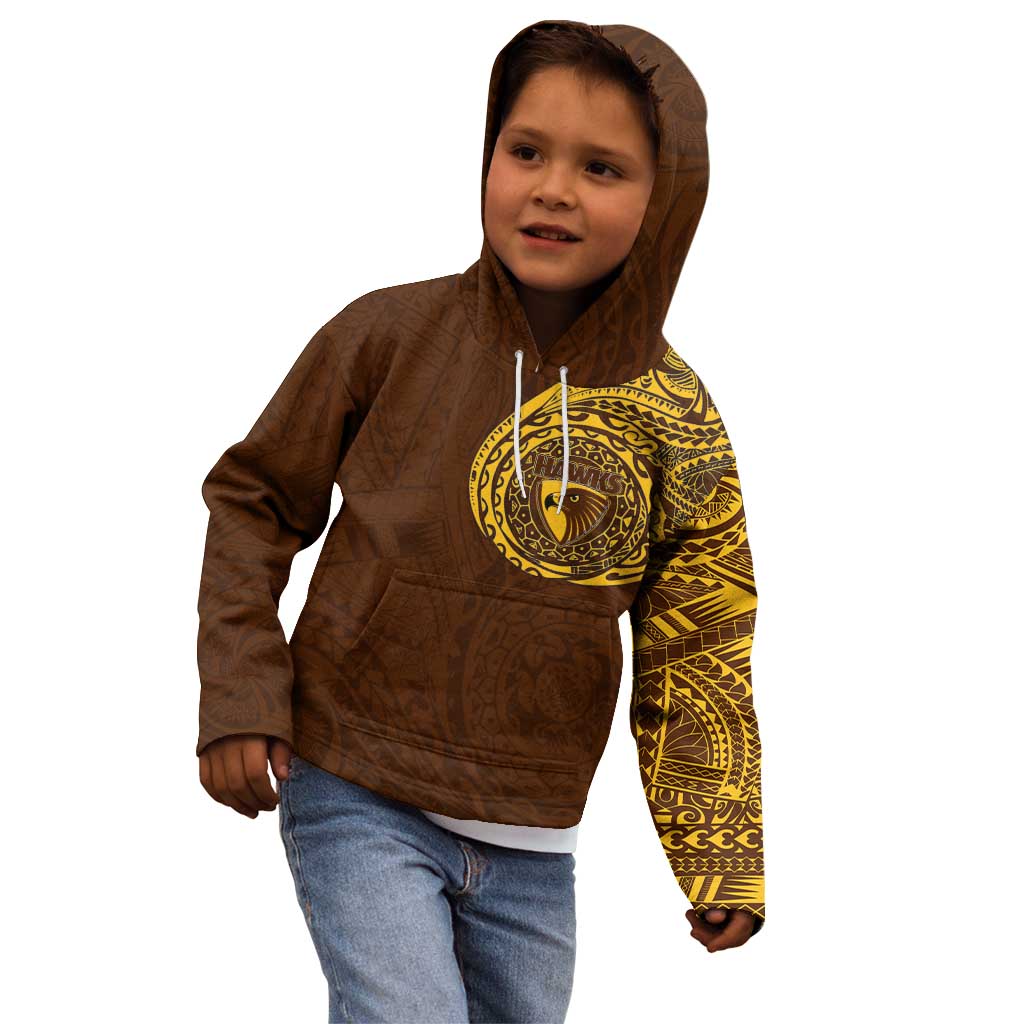 Personalized Hawthorn Hawks Polynesian Kid Hoodie Tribal Chest and Sleeve Tattoo Heritage Warrior