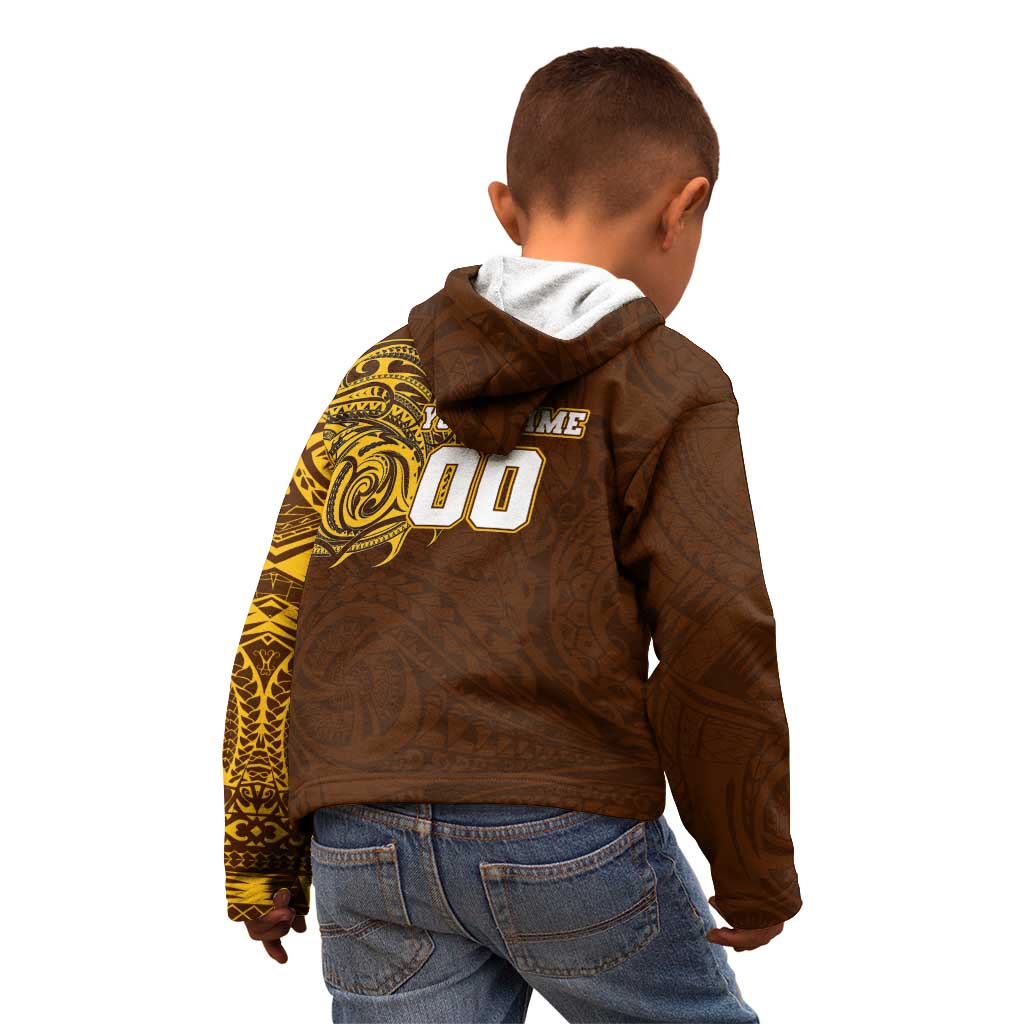 Personalized Hawthorn Hawks Polynesian Kid Hoodie Tribal Chest and Sleeve Tattoo Heritage Warrior