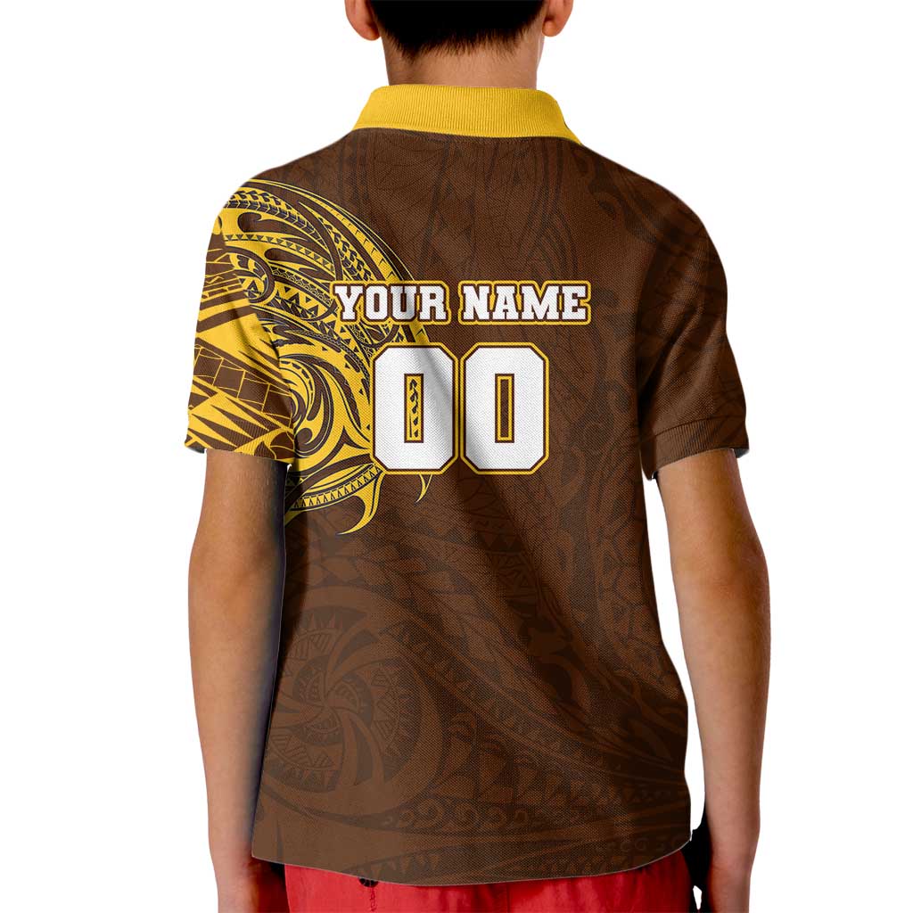 Personalized Hawthorn Hawks Polynesian Kid Polo Shirt Tribal Chest and Sleeve Tattoo Heritage Warrior