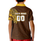 Personalized Hawthorn Hawks Polynesian Kid Polo Shirt Tribal Chest and Sleeve Tattoo Heritage Warrior
