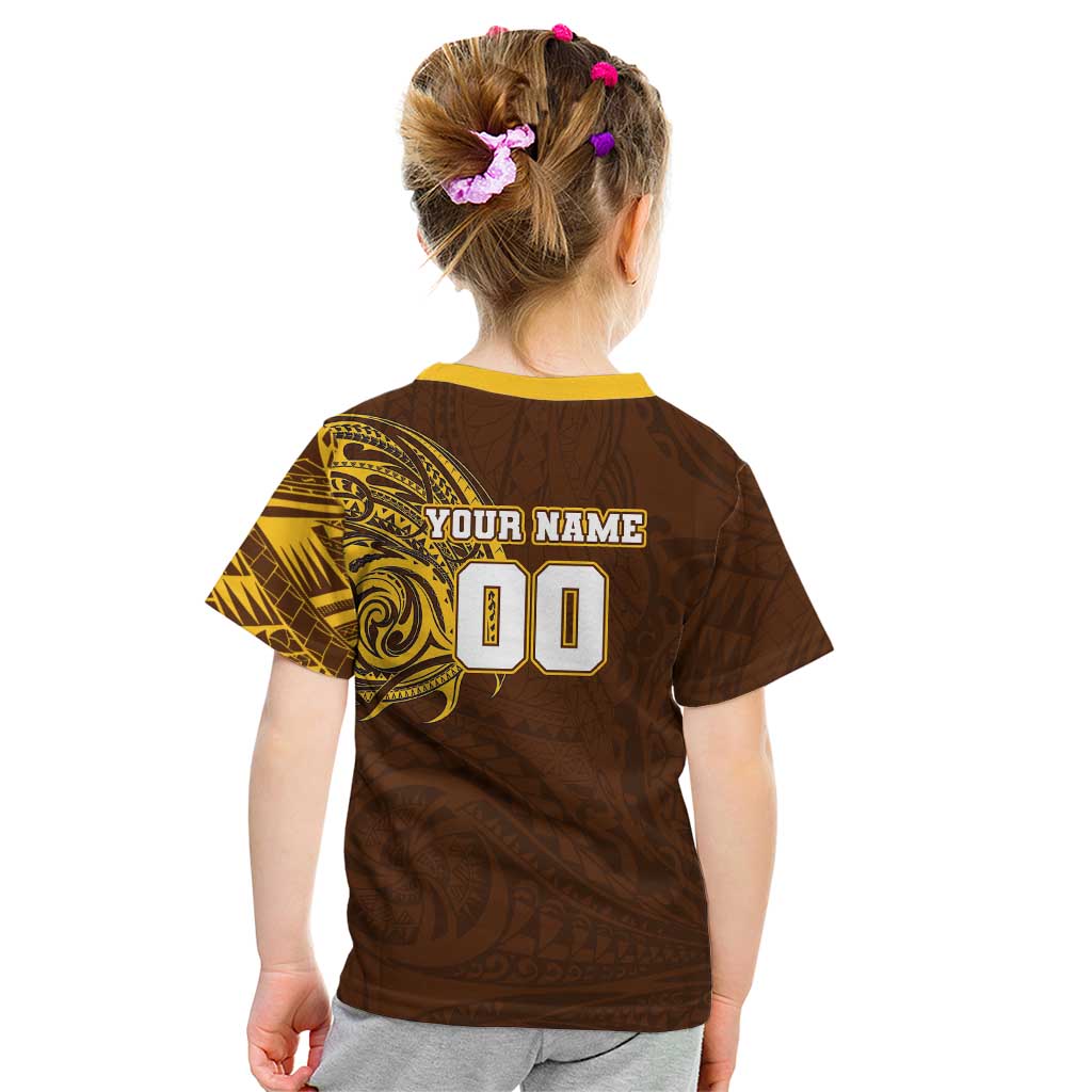 Personalized Hawthorn Hawks Polynesian Kid T Shirt Tribal Chest and Sleeve Tattoo Heritage Warrior