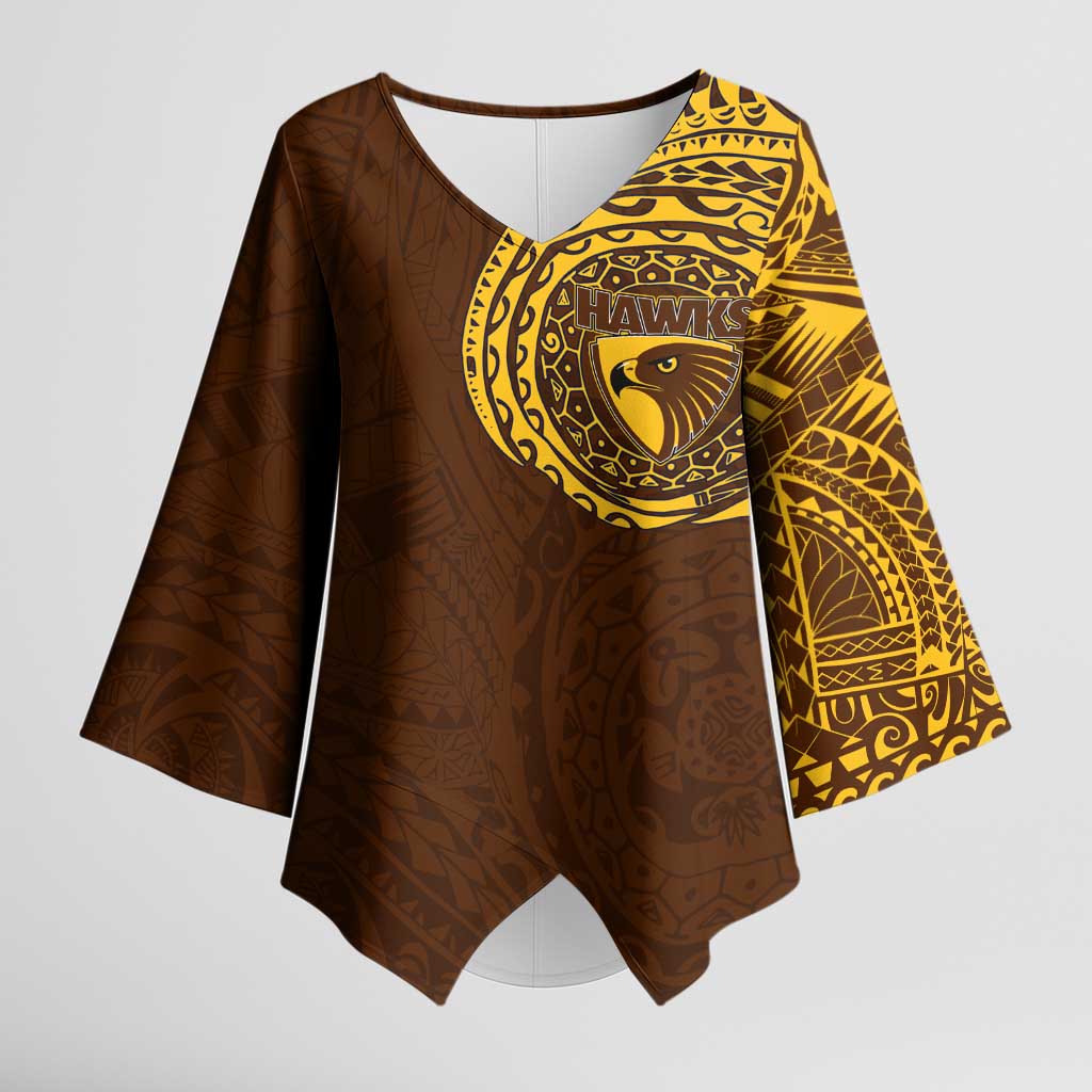Personalized Hawthorn Hawks Polynesian Kimono Sleeve Blouse Tribal Chest and Sleeve Tattoo Heritage Warrior