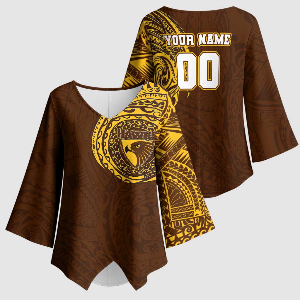 Personalized Hawthorn Hawks Polynesian Kimono Sleeve Blouse Tribal Chest and Sleeve Tattoo Heritage Warrior
