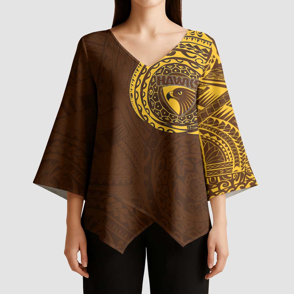 Personalized Hawthorn Hawks Polynesian Kimono Sleeve Blouse Tribal Chest and Sleeve Tattoo Heritage Warrior