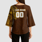 Personalized Hawthorn Hawks Polynesian Kimono Sleeve Blouse Tribal Chest and Sleeve Tattoo Heritage Warrior