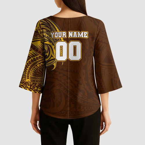 Personalized Hawthorn Hawks Polynesian Kimono Sleeve Blouse Tribal Chest and Sleeve Tattoo Heritage Warrior