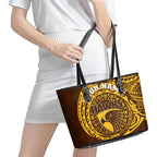 Personalized Hawthorn Hawks Polynesian Leather Tote Bag Tribal Chest and Sleeve Tattoo Heritage Warrior