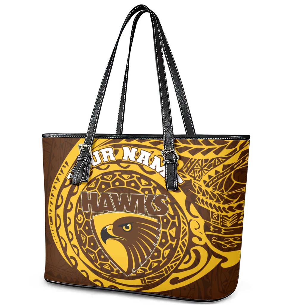 Personalized Hawthorn Hawks Polynesian Leather Tote Bag Tribal Chest and Sleeve Tattoo Heritage Warrior