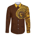 Personalized Hawthorn Hawks Polynesian Long Sleeve Button Shirt Tribal Chest and Sleeve Tattoo Heritage Warrior