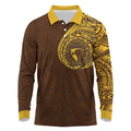 Personalized Hawthorn Hawks Polynesian Long Sleeve Polo Shirt Tribal Chest and Sleeve Tattoo Heritage Warrior