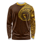 Personalized Hawthorn Hawks Polynesian Long Sleeve Shirt Tribal Chest and Sleeve Tattoo Heritage Warrior