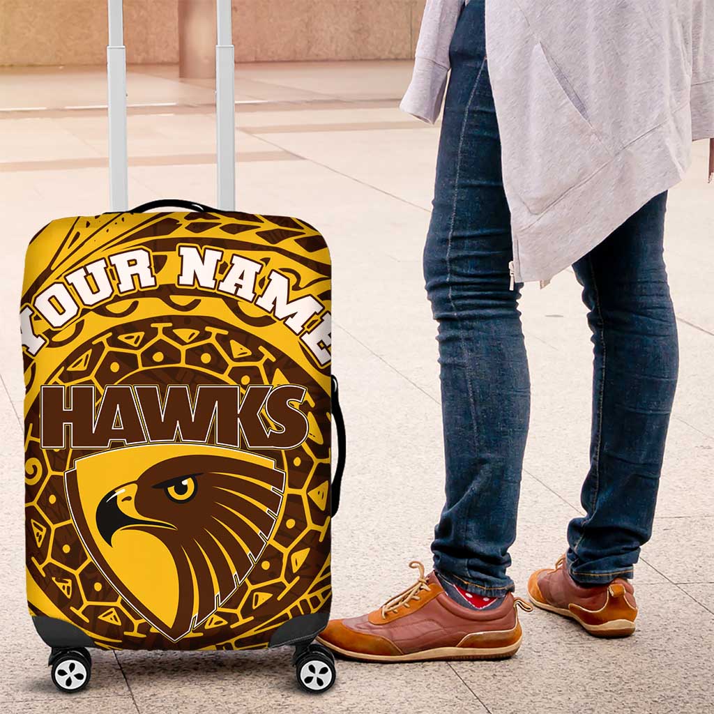 Personalized Hawthorn Hawks Polynesian Luggage Cover Tribal Chest and Sleeve Tattoo Heritage Warrior