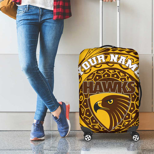 Personalized Hawthorn Hawks Polynesian Luggage Cover Tribal Chest and Sleeve Tattoo Heritage Warrior