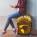 Personalized Hawthorn Hawks Polynesian Luggage Cover Tribal Chest and Sleeve Tattoo Heritage Warrior