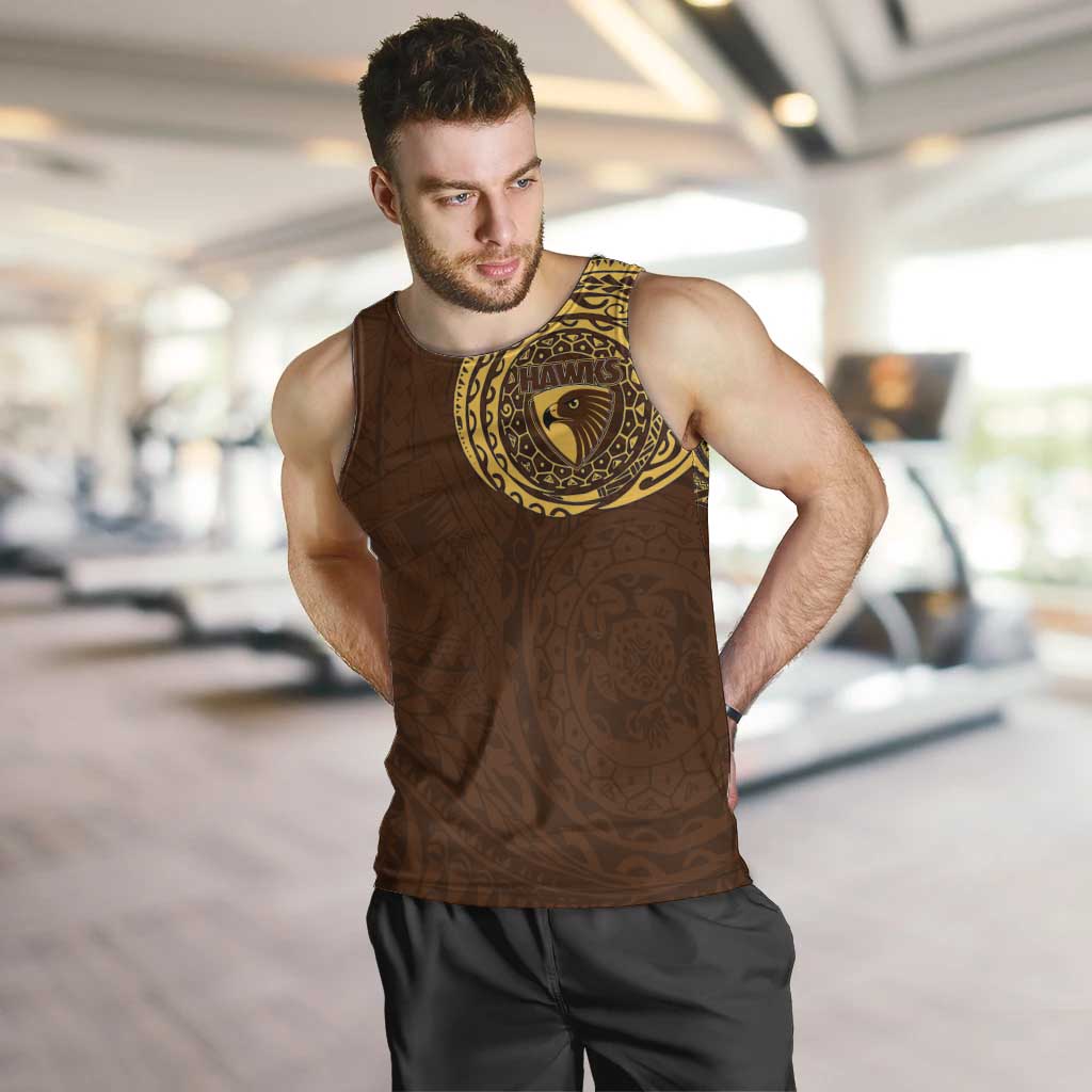 Personalized Hawthorn Hawks Polynesian Men Tank Top Tribal Chest and Sleeve Tattoo Heritage Warrior