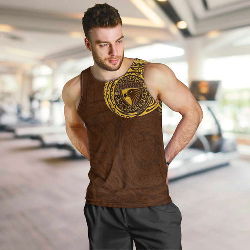 Personalized Hawthorn Hawks Polynesian Men Tank Top Tribal Chest and Sleeve Tattoo Heritage Warrior