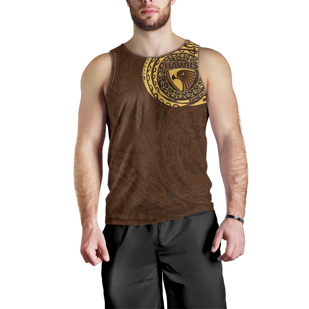 Personalized Hawthorn Hawks Polynesian Men Tank Top Tribal Chest and Sleeve Tattoo Heritage Warrior