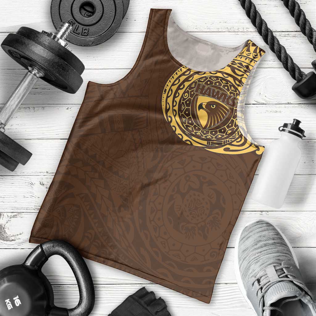 Personalized Hawthorn Hawks Polynesian Men Tank Top Tribal Chest and Sleeve Tattoo Heritage Warrior