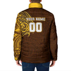 Personalized Hawthorn Hawks Polynesian Padded Jacket Tribal Chest and Sleeve Tattoo Heritage Warrior