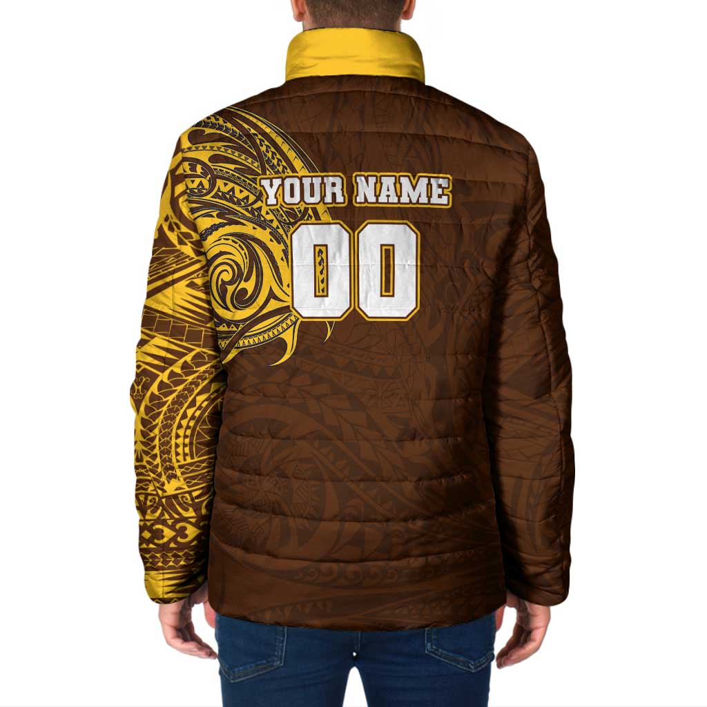 Personalized Hawthorn Hawks Polynesian Padded Jacket Tribal Chest and Sleeve Tattoo Heritage Warrior