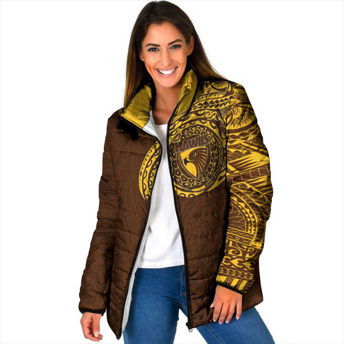 Personalized Hawthorn Hawks Polynesian Padded Jacket Tribal Chest and Sleeve Tattoo Heritage Warrior