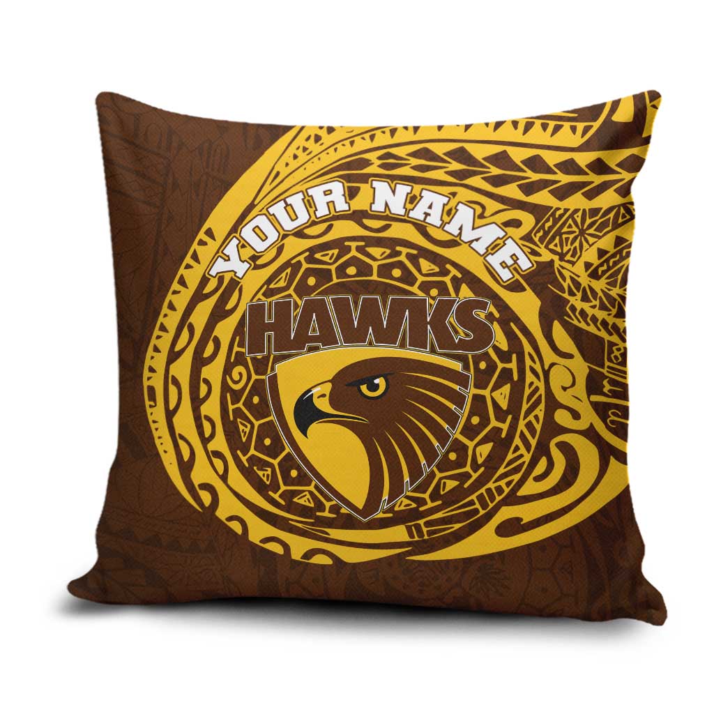 Personalized Hawthorn Hawks Polynesian Pillow Cover Tribal Chest and Sleeve Tattoo Heritage Warrior