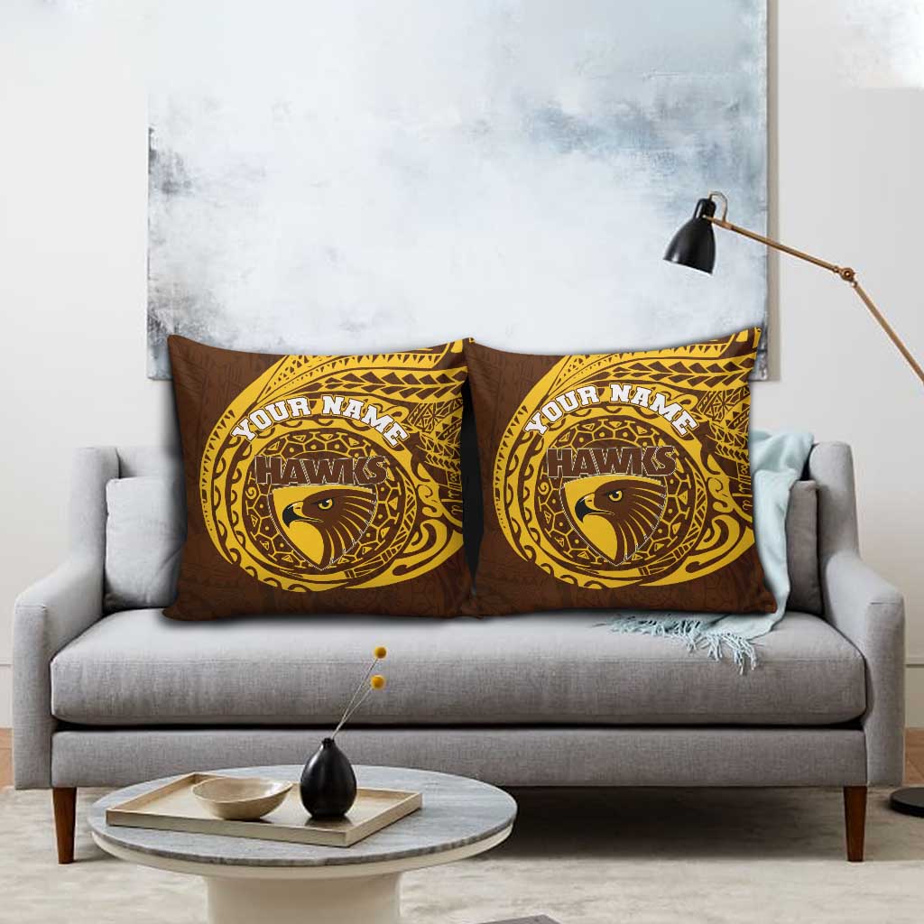 Personalized Hawthorn Hawks Polynesian Pillow Cover Tribal Chest and Sleeve Tattoo Heritage Warrior