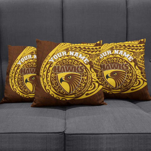 Personalized Hawthorn Hawks Polynesian Pillow Cover Tribal Chest and Sleeve Tattoo Heritage Warrior