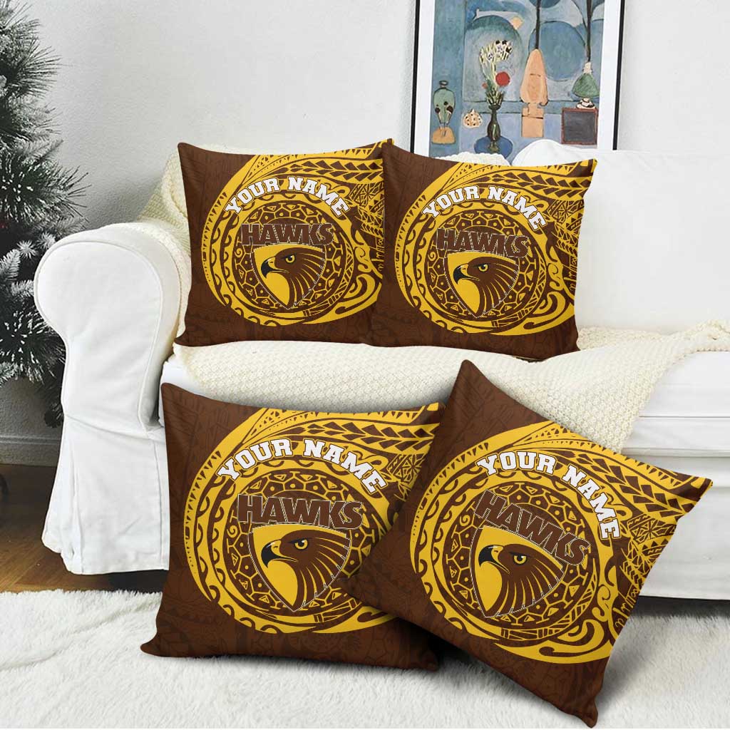 Personalized Hawthorn Hawks Polynesian Pillow Cover Tribal Chest and Sleeve Tattoo Heritage Warrior