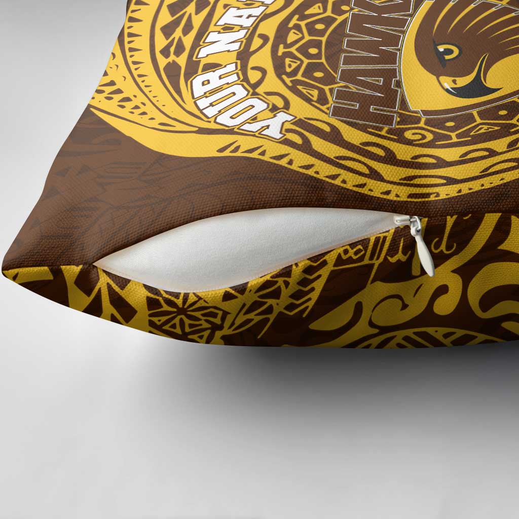 Personalized Hawthorn Hawks Polynesian Pillow Cover Tribal Chest and Sleeve Tattoo Heritage Warrior