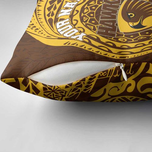 Personalized Hawthorn Hawks Polynesian Pillow Cover Tribal Chest and Sleeve Tattoo Heritage Warrior