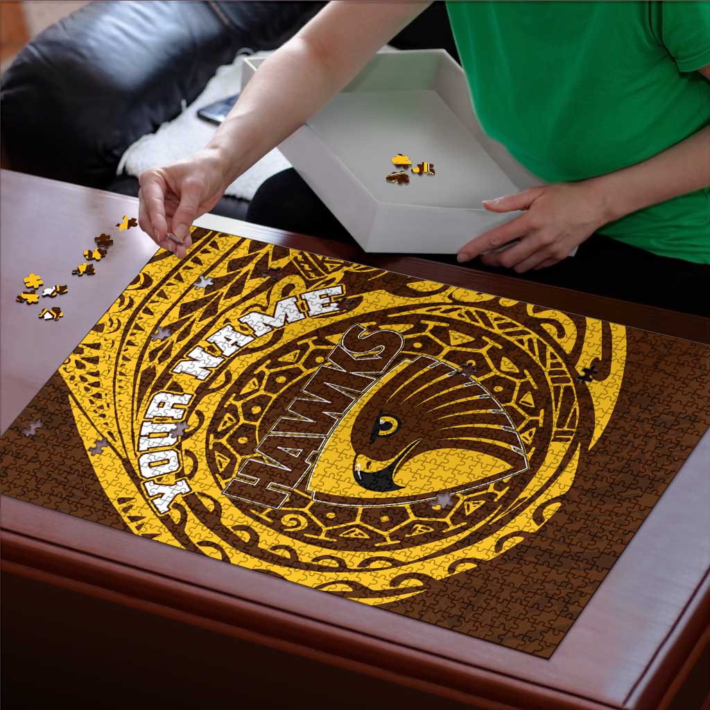 Personalized Hawthorn Hawks Polynesian Puzzle Tribal Chest and Sleeve Tattoo Heritage Warrior